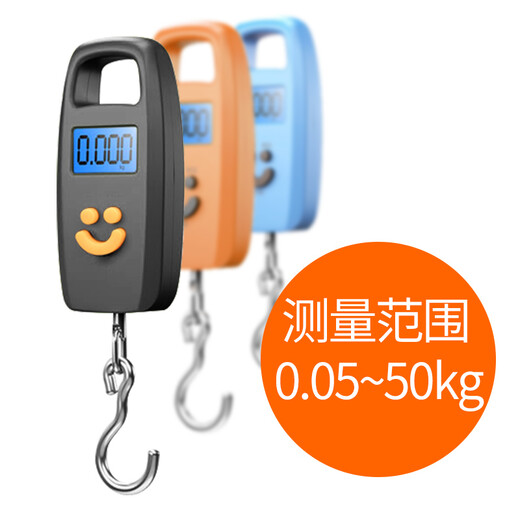 精永买菜称重手提电子称迷你便携式秤高精度弹簧秤50kg快递称小秤 时尚炫酷黑 50kg 0.02kg
