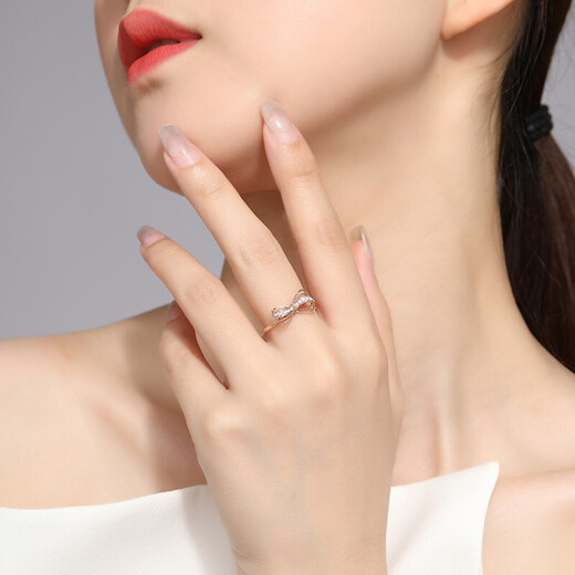 Trendy Acer Bow Diamond 18K Gold Rose Gold Color Gold Ring Women's Light Luxury Gift for Girlfriend on her Birthday No. 12