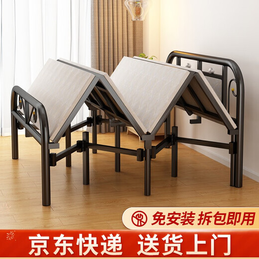 Saison folding bed 4-fold bed home double bed 1.2 meters 1.5 meters simple hard bed office lunch break bed single bed reinforced bed 1.2 meters (black)