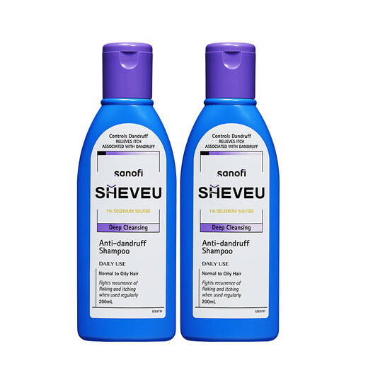 SHEVEU赛逸进口二硫化硒控油去屑止痒洗发水男女士洗头膏紫200ml*2