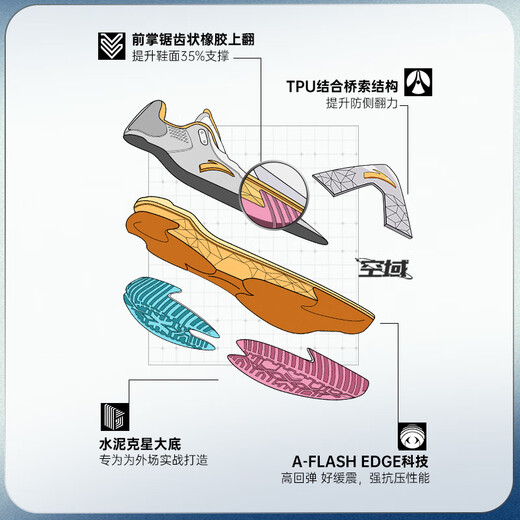 ANTA Airspace 5 Basketball Shoes Men's Cement Nemesis Sole Practical Breathable Cushioning Anti-Rollover Professional Low-top Sports Shoes West Coast-4 42 (Men's Size 8.5)