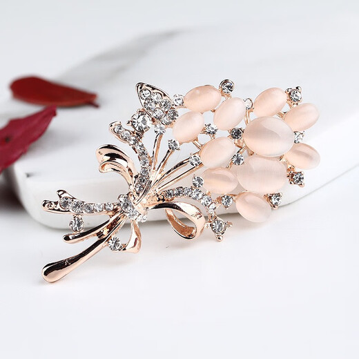 QUAMER 2024 new trendy Korean version new Chinese style bouquet fashionable rhinestone cat's eye rose rose gold