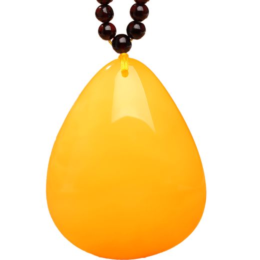 MUJUE beeswax pendant, amber chicken fat yellow water drop pendant for women, weighs about 8-9 grams, weighs about 8-9 grams, exquisite rainbow chain