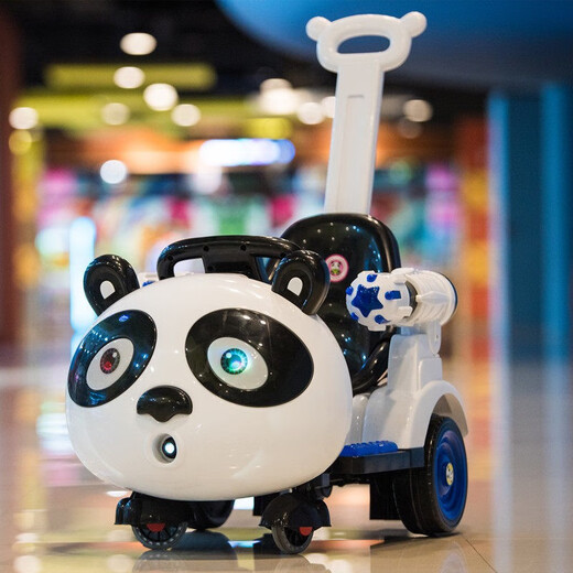 Yisheng Beimei (usbon) children's electric car, four-wheeled car, baby rocking car, boys and girls remote control toy car, can sit on the stroller, Black and White Man, push rod + remote control