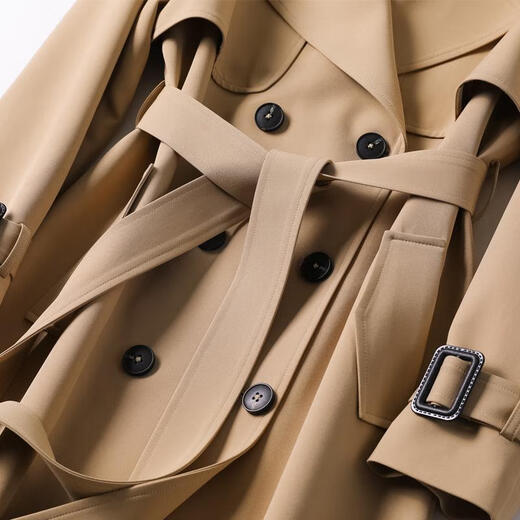 HMRSV Windbreaker Middon-longitud de longitud media 2025 Versión coreana de primavera y otoño de un pequeño abrigo de estilo británico sobre la chaqueta de rodilla Top Khaki M (Peso recomendado 85-100 Jin [Jin iguala 0.5 kg]))