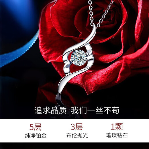 Grace Girl Platinum Cupid Diamond Necklace Women's Light Luxury Platinum Pendant Love Collarbone Chain for Girlfriend Chinese Valentine's Day Gift Platinum Diamond Cupid Necklace + Light Luxury Gift Box