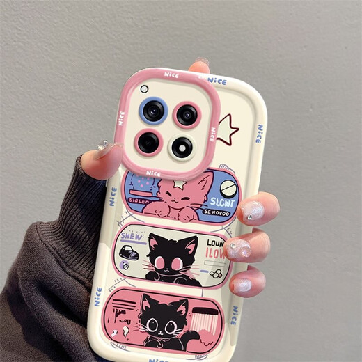 Excellent choice for OnePlus 12 mobile phone case Ace cartoon ins wind star eye cat trendy brand OnePlus AcePro silicone OnePlusAce3V mobile phone case OnePlus Ace3 all-inclusive anti-fall round shell - white - BS3893 black cat + a1948 rose red OPPO Reno 10