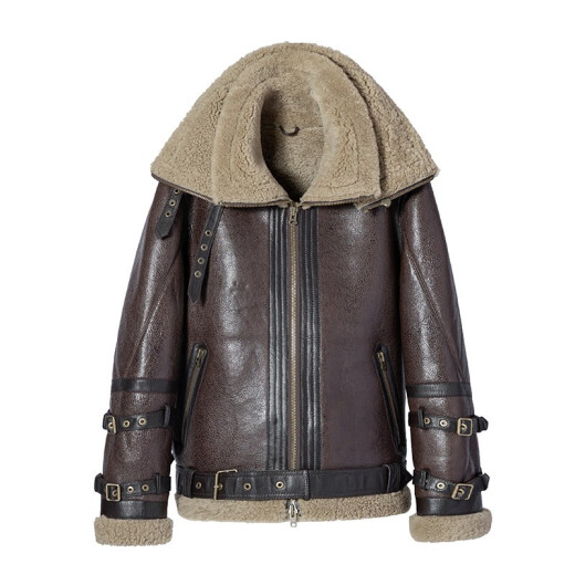 Caesar Yier's new original ecological sheepskin B3 fur all-in-one motorcycle jacket fur flight suit lamb wool sheepskin jacket men's brown rice 170/48L