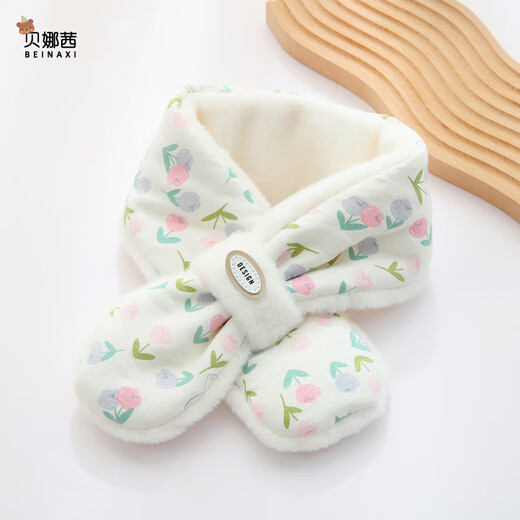 Benasi children's scarf autumn and winter baby girls kindergarten infants and toddlers winter warm windproof scarf thickened cute little flower - pink 1-8 years old 73CM