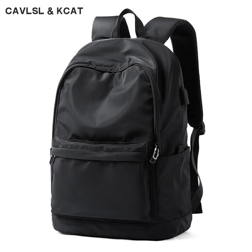 CavlslKcat双肩包男士背包休闲旅行笔记本电脑包轻便大容量初高中大学生书包 黑色16寸 31*16*48cm