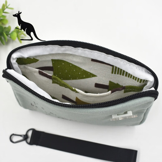 Cool Kangaroo women's bag light luxury canvas clutch simple fabric hand grab bag girl cute mobile phone bag fashion mini Japanese and Korean turmeric