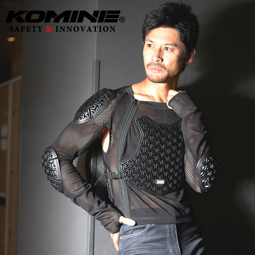 KOMINE SAFETY&INNOVATION越野摩托古风铠甲系列CE2级防摔全网眼高弹通风骑士护甲衣SK-844 黑色 S