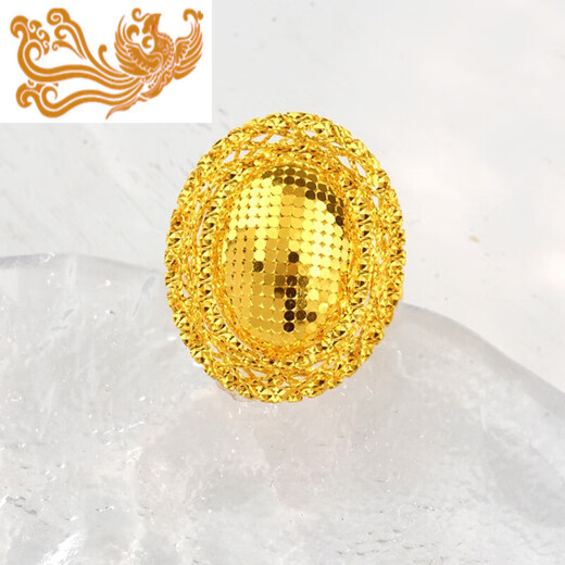 Mrs. Qing's old Phoenix pure gold 999 sparkling dove egg gold ring filigree ring as a Valentine's Day gift for my wife. The ring is about 8.5g.