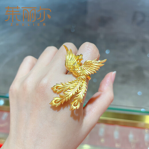 Julier gold ring 999 pure gold female phoenix ring phoenix ring ring wedding wedding three gold hardware gift dowry 14# about 4 grams