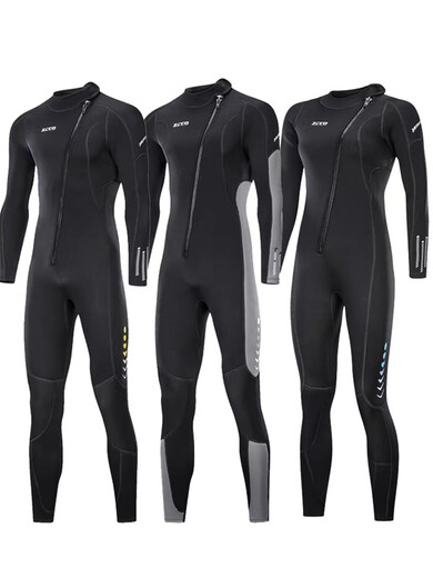 He Yangyu 2/3/5MM Warm Wetsuit for Men One-piece for Going to the Sea 1.5MM Wet Suit Winter Swimsuit for Women Surfing and Sailing Water Rescue 5MM Black Front Zipper - Men's 502 Foot Sleeves XS
