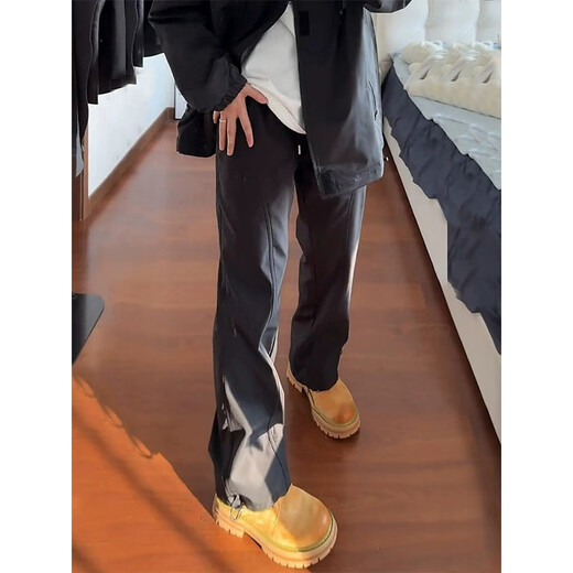 迪伽达美式户外加绒软壳冲锋裤男款春秋防风防水防寒工装裤子斜切休闲裤 CLF-A723杏色 XL