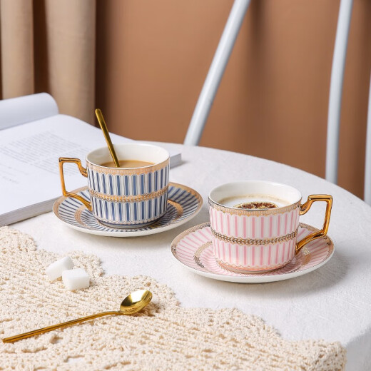 Kawashimaya European style small luxury coffee cup light luxury ins style cup and saucer set high-end exquisite afternoon tea cup British style cup and saucer set blue (included)