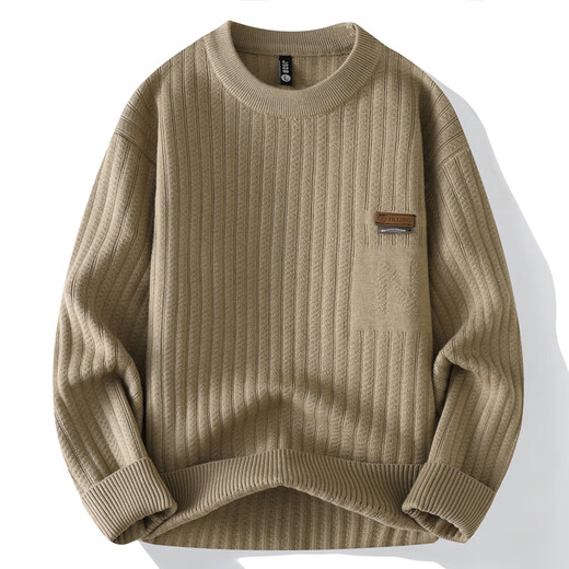 Hengyuanxiang Schwergewichtiger Pullover Herren Wollpullover Wolle Herbst und Winter 2024 Neues verdickte und warme innere Kleidung für Männer gestrickt 826 Grey City Light Fashion L ca.