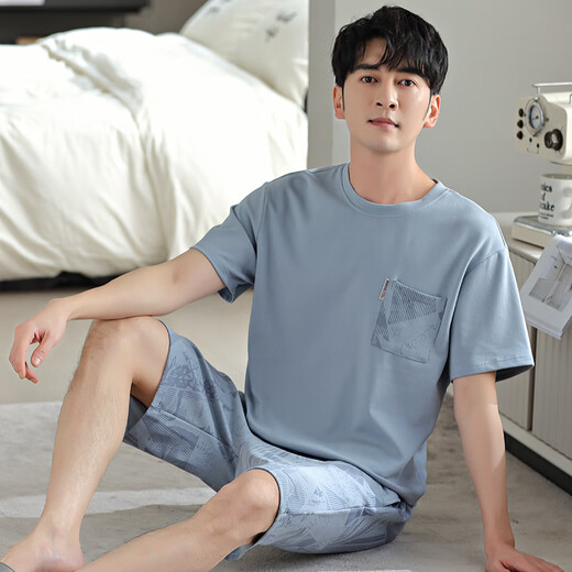 Pijama de hombres modal para hombres en verano Nuevo algodón delgado Ligero simple Luxury cómoda sensación fría se puede usar fuera del hogar