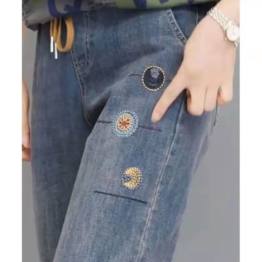Zhidoudou Plus Velvet High Taist Broidered Women's Pantals Spring and Summer 2025 Nouveau pantalon élastique et doux Slinom Slinom HARUN 9905 Broidered Small Flowers plus Velvet S Recommandé 85-100jin [Jin est égal à 0,5 kg]