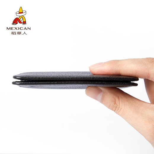 Tarjeta de espantapájaros Bolsa de cuero genuino para hombres Mini Mini Small Card Bag Suptor de tarjetas de presentación Simple Licencia de conducir Caso de cuero Totador de tarjeta portátil Negro (Mini Style 6 Ranuras de tarjetas)