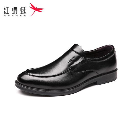 红蜻蜓男鞋2024秋季新款真皮商务男士休闲鞋轻便软底舒适正装结婚皮鞋男 9921黑 39
