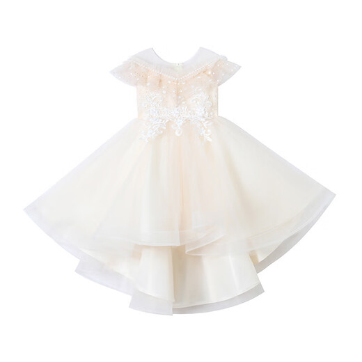 Chuangjingyi wählte Kinderkleid für Kinderkleid Prinzessin Rock Laufsteg Kleid Kleider domineering vorne kurzer Rückenlange Show Kostüm Kinder Weiß [TW683 Heckklammern] 110 cm