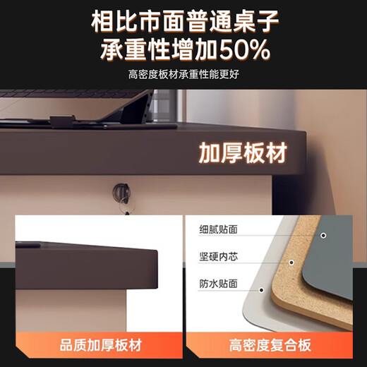 Humanities Adult Computer Desk Desktop Home Office Computer Desk and Chair Set Learning Desk with Lockable Drawer Small Apartment Writing Desk Single Drawer with Main Unit Elegant Gray 100cm