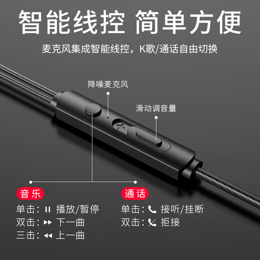 Naiyu wired headphones in-ear typc noise reduction mobile phone suitable for oppo Huawei vivo honor iPhone Apple headphones game Xiaomi Space Silver-Type-C flat mouth丨Two years after-sales service