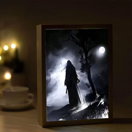 灿驰蛊真人灯光画 周边动漫线条小夜灯创意摆件送生日礼物可定制 Y1276 8寸(三色变光)插电款