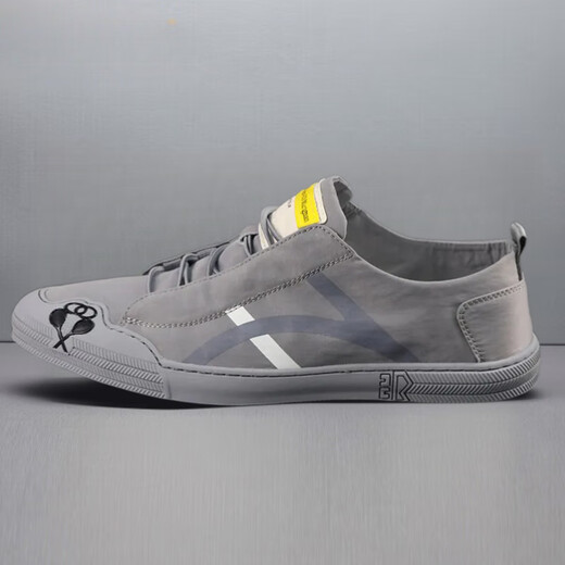 Leopard Rider QI PAO REN brand canvas shoes for men, one-legged 2024 spring new breathable casual shoes, comfortable lace-up beanie shoes, black 42 (260mm)