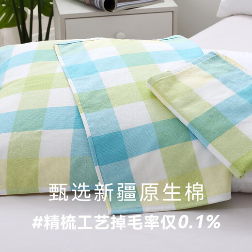 Gold Type A pure cotton double-layer fabric pillow cover, two pack, blue, 126g/piece, 52*80cm