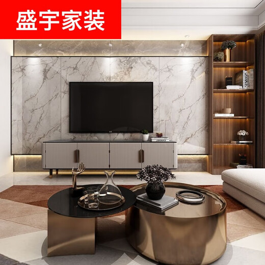 电视背景墙瓷砖北欧风格现代简约大理石地台岩板大板9001800定制 整套背景墙#XPo679 7-10