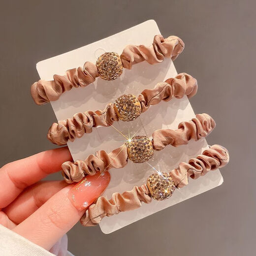 Princess Xiang's hair tie with high ponytail balls, hair band with hair band, women's rubber band headband, fashionable and simple hair rope, large intestine ring, 4 colors, 1 piece each, 4 packs