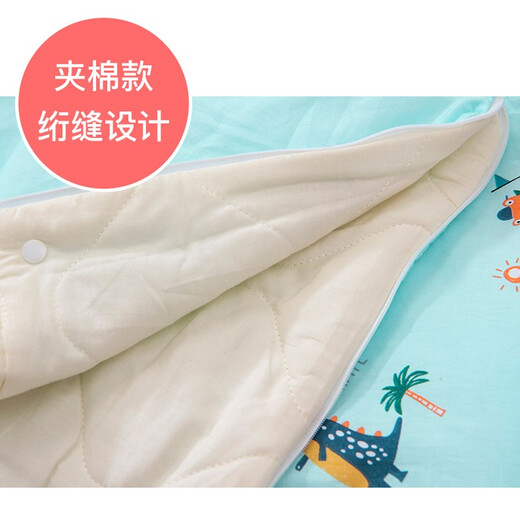 Heshengzhong big children's sleeping bag children's pure cotton spring, summer, autumn and winter four-season baby anti-kicking quilt for primary school students 3-6 years old 6-12 years old cotton model blue dinosaur 145cm autumn and winter thickened room temperature 5~15 degrees