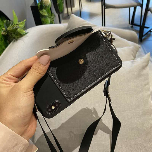 Lieehaen is suitable for Huawei crossbody coin purse, integrated mobile phone case, hand rope crossbody bag, simple women's card bag, full cover soft shell cartoon cute black Minnie coin purse + crossbody lanyard + hand rope Huawei mate60pro/mate60pro+