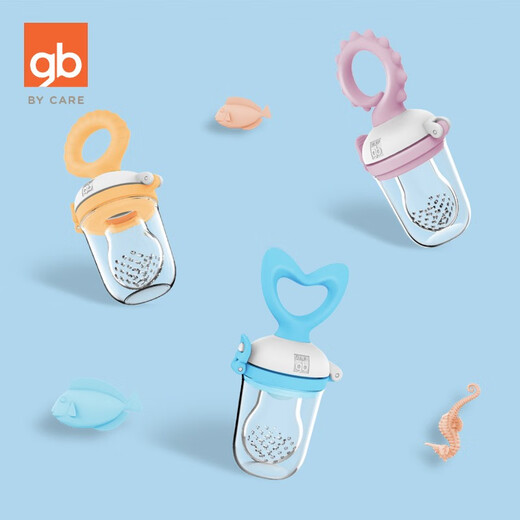Goodbaby (gb) baby bite bag, fruit pacifier, food supplement, juice baby, fruit and vegetable play, soothing molars, chewing glue stick, bite bag - blue