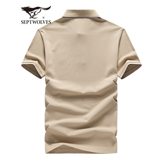 
Seven Wolf Short-sleeved T-shirt for men in summer cool cotton POLO base shirt for men in business casual temperament cool short T men's top 701 khaki L 170/88A