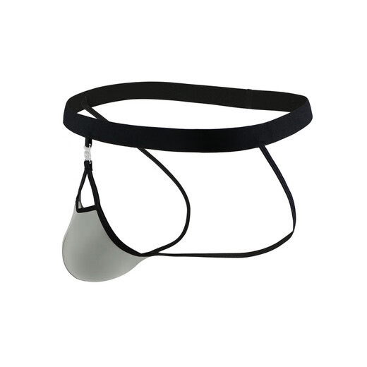 Please Confidential Shipping Men's Ice Silk Thong Detachable Buttocks Revealing Thong Sexy Underwear EB M (73-80cm) Black Ribbed Black Cloth