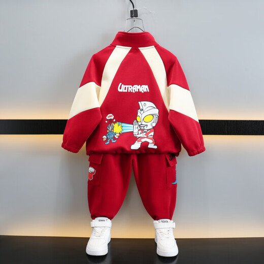 G.DUCKKIDS little yellow duck joint Ultraman clothes boys suit spring and autumn 2024 new children's sports two-piece set baby navy suit 110 recommended 4~5 years old 100-110cm