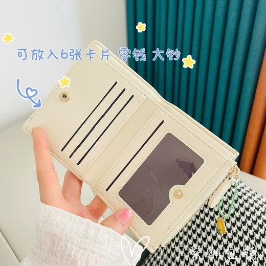 啄木鸟（TUCANO）皮夹钱包女学生少女可爱小清新迷你小巧精致拉链多卡位卡包一体包 白色刺绣小花