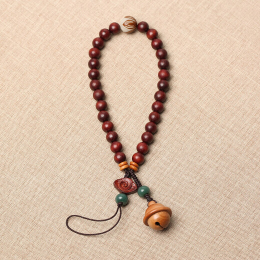 Ding fei chinesischer Stil kleines Blatt rotes Sandelholz Mobiltelefonkette Lanyard für Männer und Frauen kurzes Handgelenk Lanyard Pfirsich Holz Glockenbeutel Anhänger Sandelholz Mobiltelefon Hang A21-308