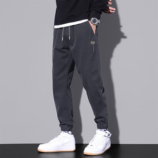 Pantalones informales de carpintería Men sueltos sueltos de verano Nuevo estilo Harun Trendy Workwear Versátiles Pantalones deportivos Hombres 9859 Gray Plus Velvet 3xl