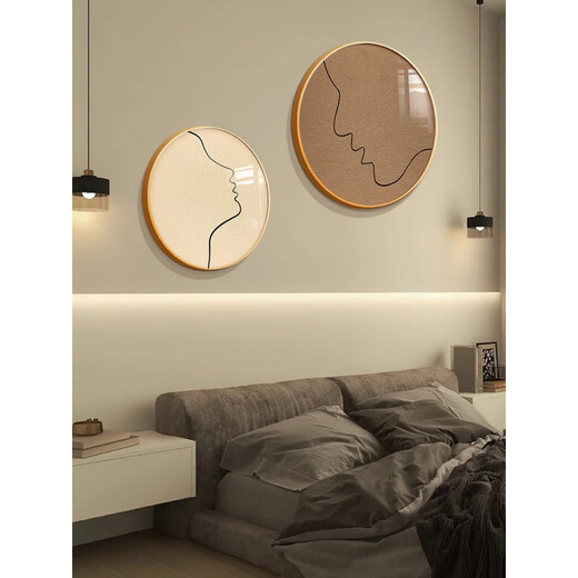 XMSJ Wasabi Style Dekoration Malerei Sinn Schlafzimmer Weichdekoration Hauptschlafzimmer Nachtter Hintergrund Wand Hanging Malerei Abstraktes Kunstraum Wandbild ZSH14666-Twilight-Herz mit dem Außenrahmen Durchmesser 40 cm + Durchmesser 50 cm x kreisförmige Form