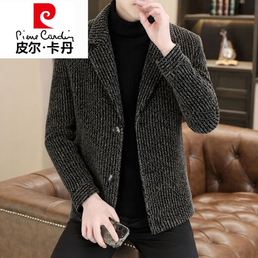 Pierre Cardin 2025 Neue High-End-Luxus-Wolljacke für Männer Herbst und Winter Freizeitanzug Halsband Jacke für Männer verdickte Stil hellgrau 6636 4xl (165 ~ 185jin [Jin gleich 0,5 kg])
