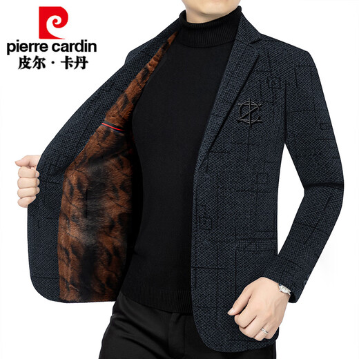 皮尔卡丹（pierre cardin）高端加绒加厚羊毛呢西装外套男秋冬季2024新款中年休闲西服 咖色F710 M 170尺码【95-118斤】