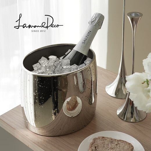 Lamomedeco Nordic stainless steel ice bucket champagne bucket red wine iced beer thickened ice bucket household wine set model room decoration island Ailan ice bucket