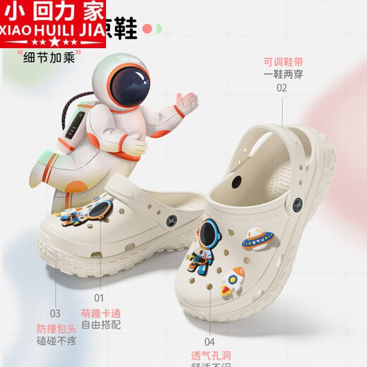 Little Huilijia children's slippers boys 2024 new summer home indoor and outdoor wear non-slip girls soft-soled parent-child clogs Khaki Astronaut 34.5 28