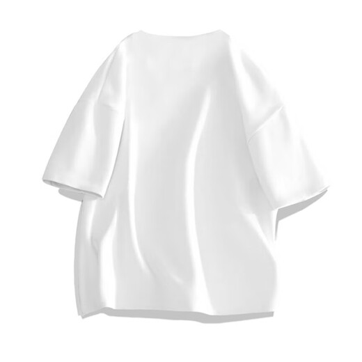 NASA GISS official trendy brand joint T-shirt men's pure cotton trendy Japanese loose round neck print student short sleeve white L