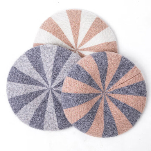 Hengyuanxiang beret women's 100% pure wool autumn and winter Korean fashion wool hat women's retro knitted artistic woolen hat gray one size fits all (diameter 26cm)